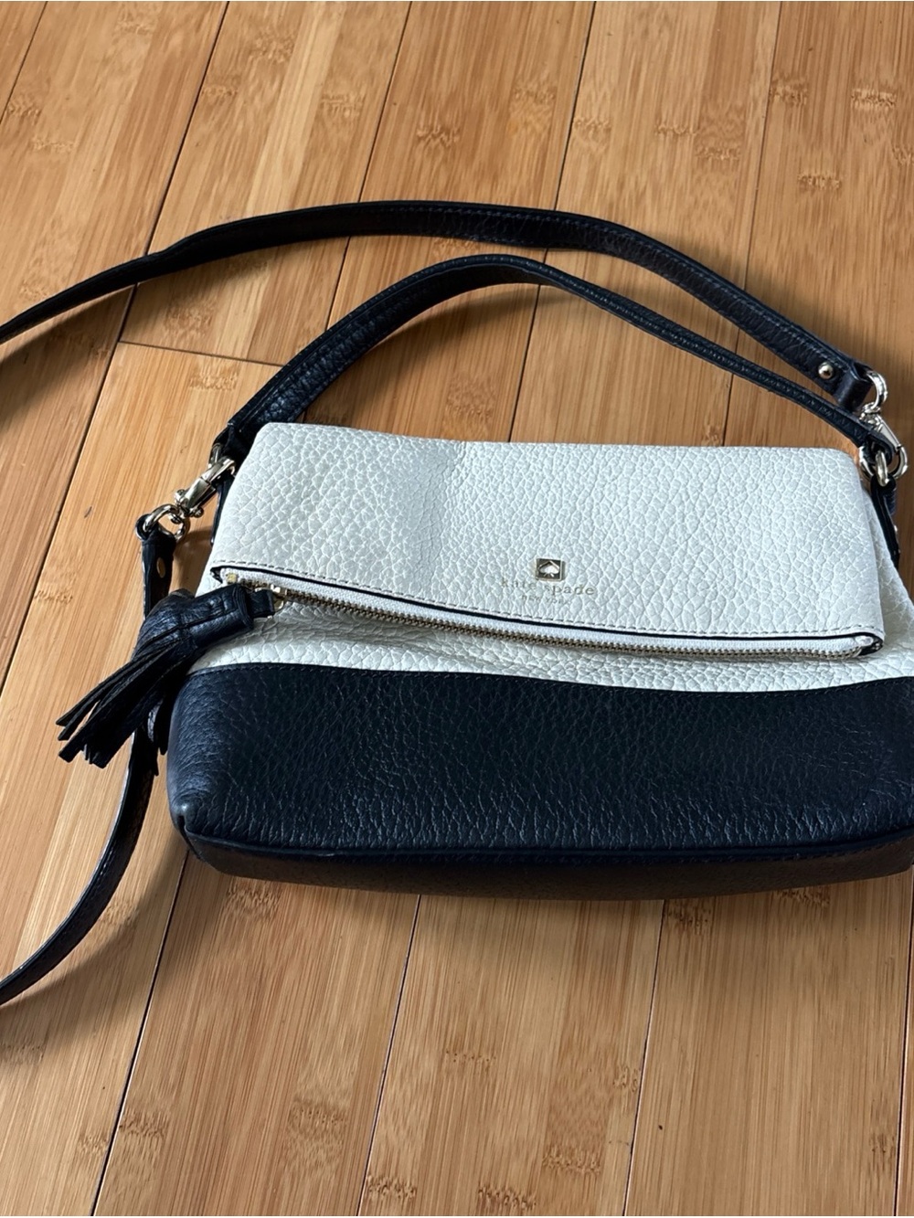 kate spade Black and White Two-Tone Pebbled Crossbody Bag